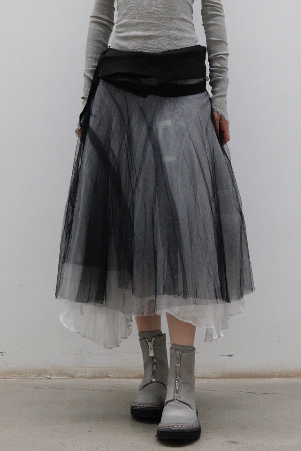marc le bihan black and white wrap skirt 2573 E23 PMLB1